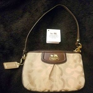 Coach Wristlet Khaki Mahogany Lizard NWT